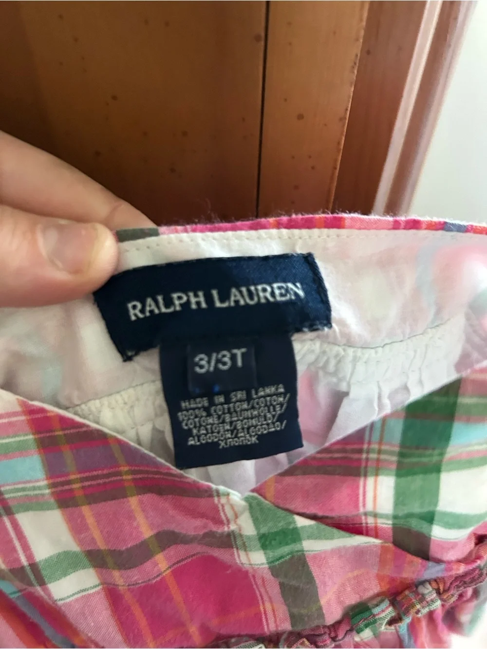 Ralph Lauren Pink Plaid Sundress with Green and White Accents, 3T